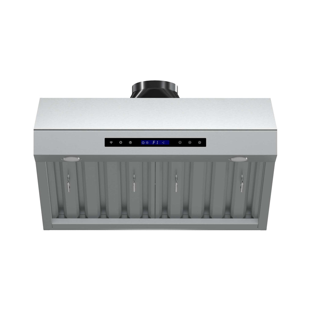 Forno Palazzo 30-Inch Wall Mounted Range Hood, Stainless Steel, Heavy Duty Baffle Filters, Remote Control