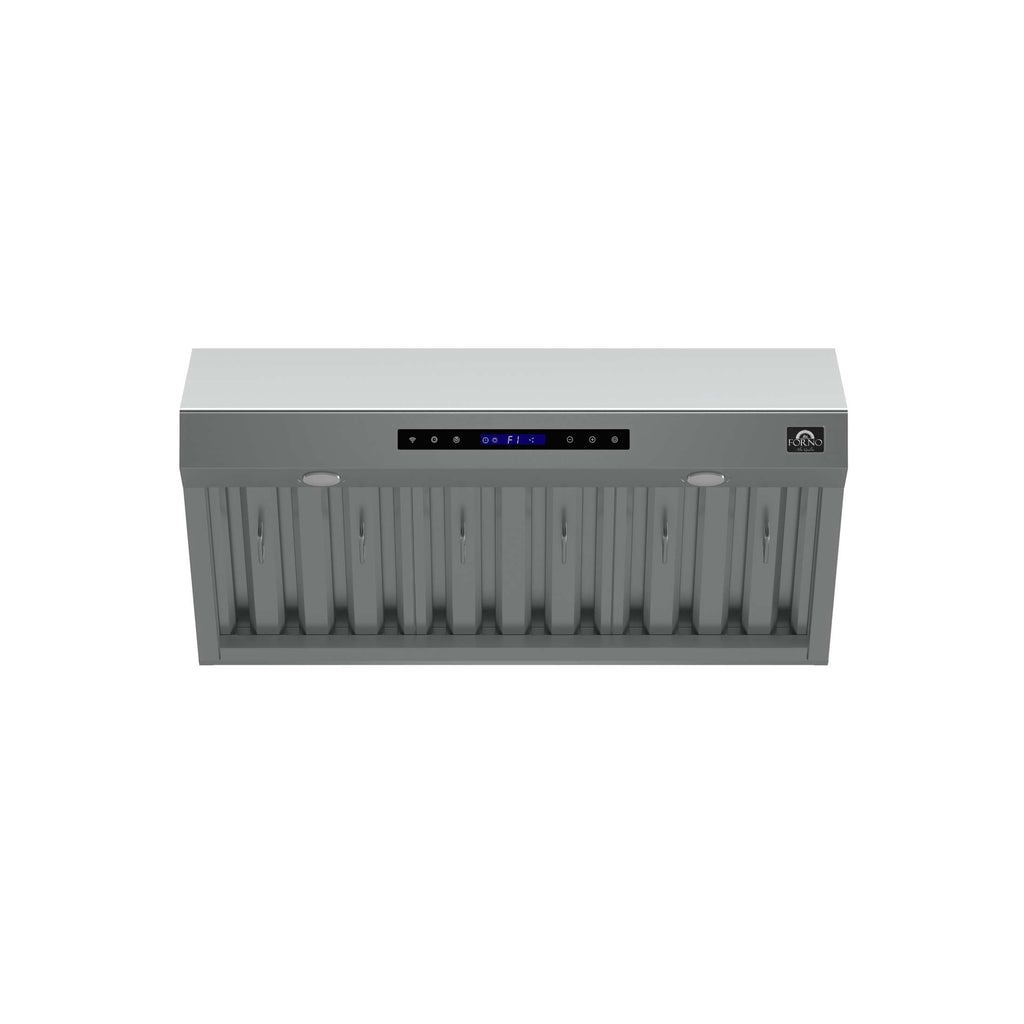 Forno Palazzo 36-Inch Wall Mounted Range Hood, Stainless Steel, Heavy Duty Baffle Filters, Remote Control