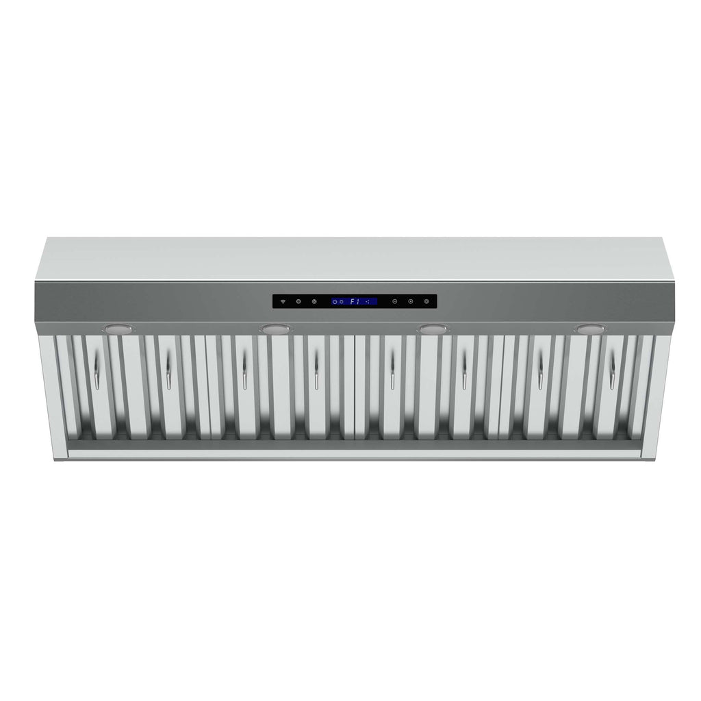 Forno Palazzo 48-Inch Wall Mounted Range Hood, Stainless Steel, Heavy Duty Baffle Filters, Remote Control