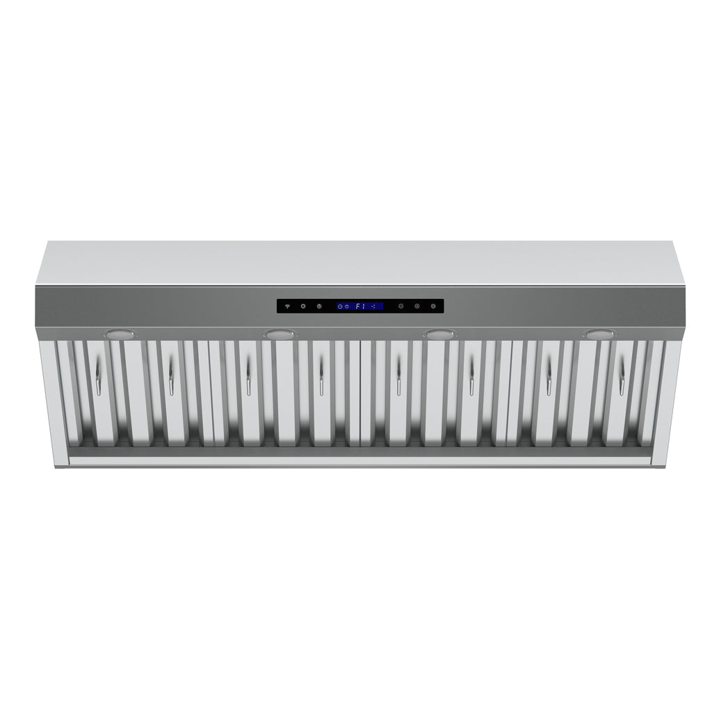 Forno Palazzo 48-Inch Wall Mounted Range Hood, Stainless Steel, Heavy Duty Baffle Filters, Remote Control