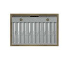 Forno Vittorio 36-Inch Wall Mount Range Hood, White with Antique Brass Trim, 424 CFM Airflow, Dishwasher-Safe Baffle Filters, Remote Control, 3-Speed Fan, Bright LED Lighting.