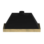 Forno Vittorio 48-Inch Wall Mount Range Hood, Black with Antique Brass Trim, 424 CFM Airflow, Dishwasher-Safe Baffle Filters, Remote Control, 3-Speed Fan, Bright LED Lighting.