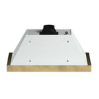 Forno Vittorio 48-Inch Wall Mount Range Hood, White with Antique Brass Trim, 424 CFM Airflow, Dishwasher-Safe Baffle Filters, Remote Control, 3-Speed Fan, Bright LED Lighting