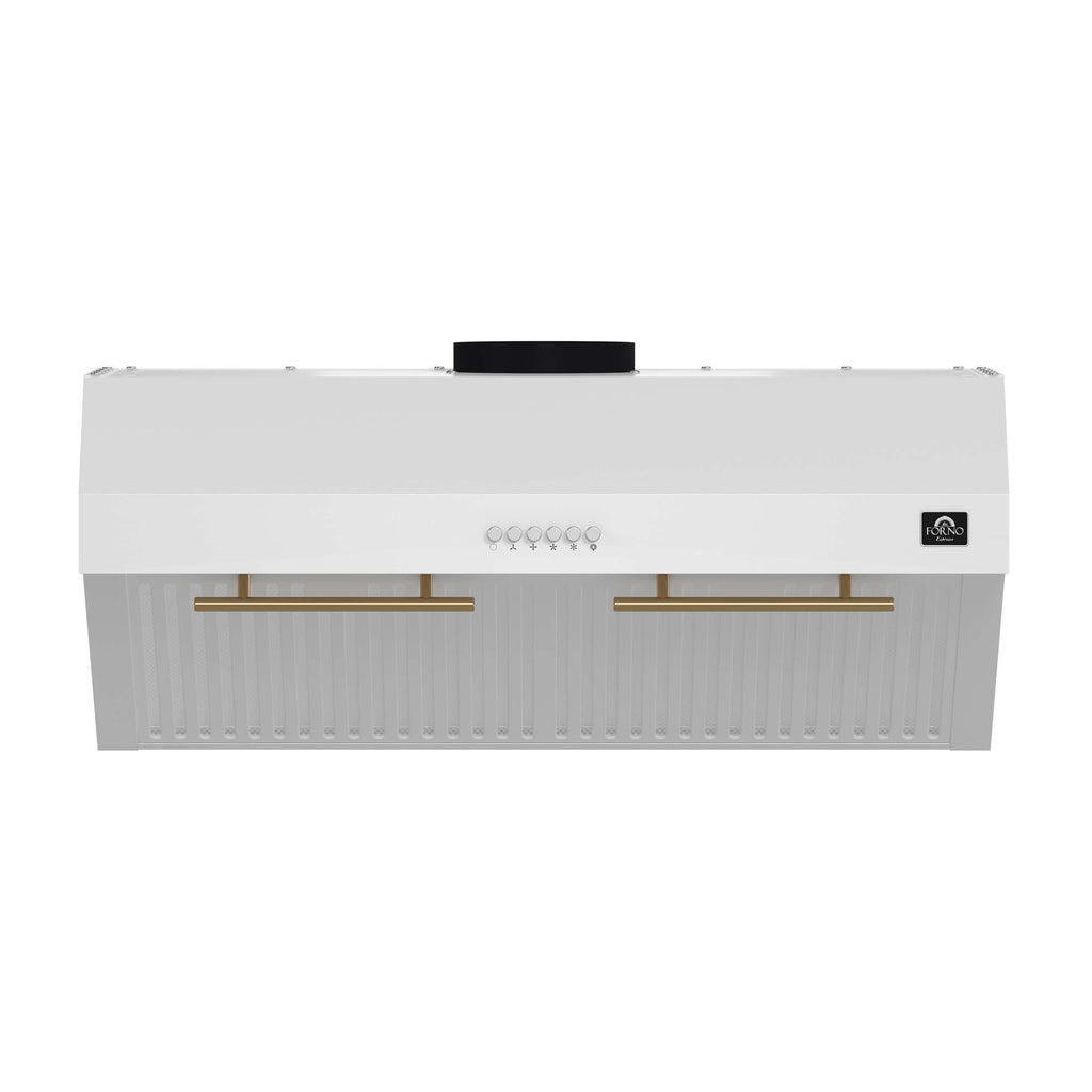 Forno Bari Espresso 30-Inch Under Cabinet Range Hood, White, 600 CFM, LED Lighting, Dishwasher-Safe Baffle Filters, 3-Speed Fan Control