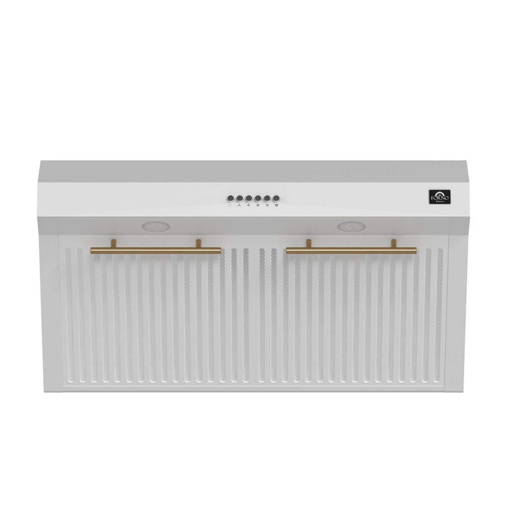 Forno Bari Espresso 30-Inch Under Cabinet Range Hood, White, 600 CFM, LED Lighting, Dishwasher-Safe Baffle Filters, 3-Speed Fan Control
