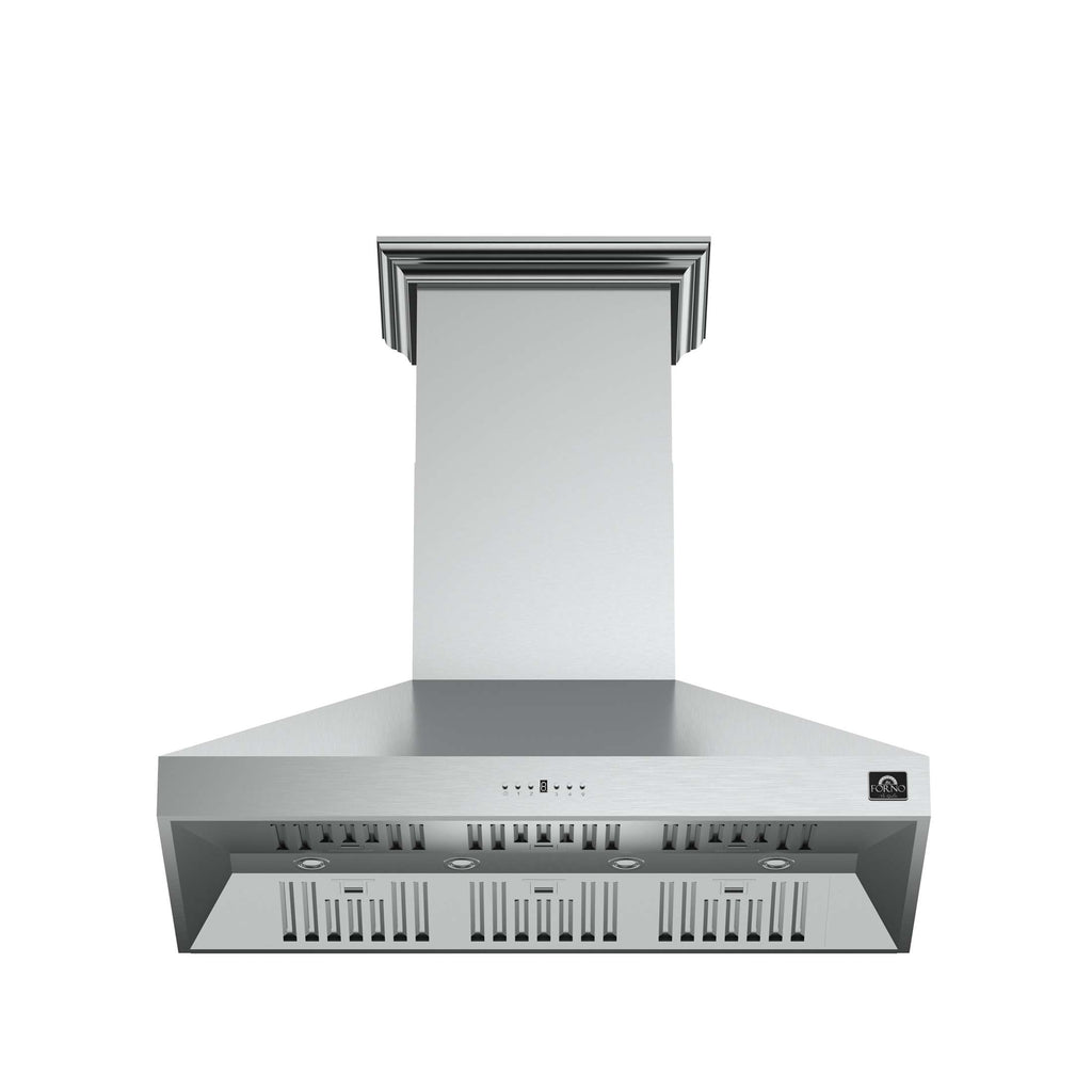 Forno Orvieto 48-Inch Wall Mount Range Hood, LED Lighting, Heavy Duty, Stainless Steel