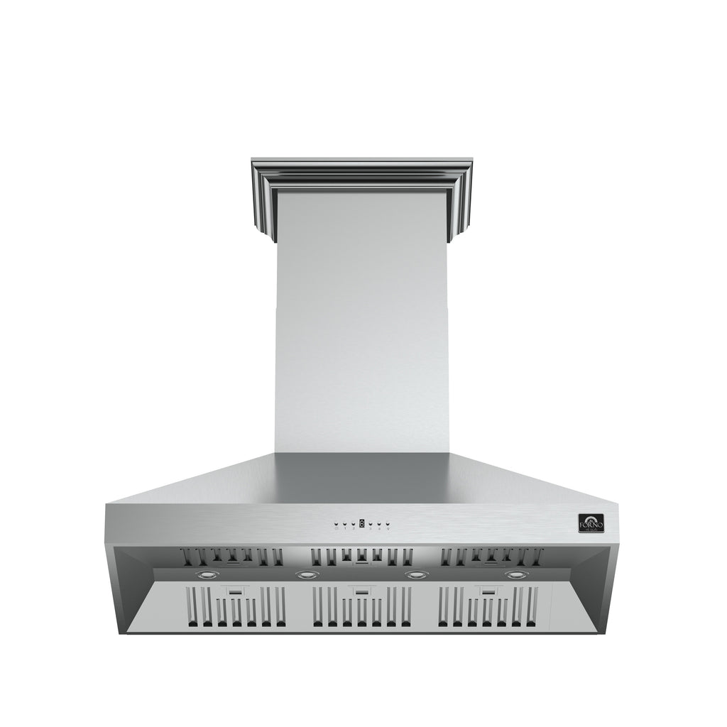 Forno Orvieto 48-Inch Wall Mount Range Hood, LED Lighting, Heavy Duty, Stainless Steel