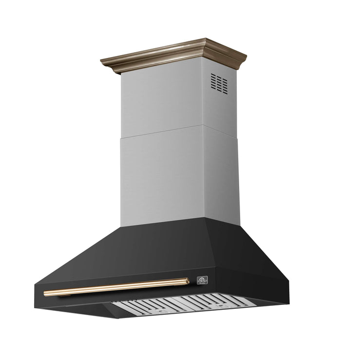 Forno Aria 36 Inch Wall-Mounted Range Hood in Black