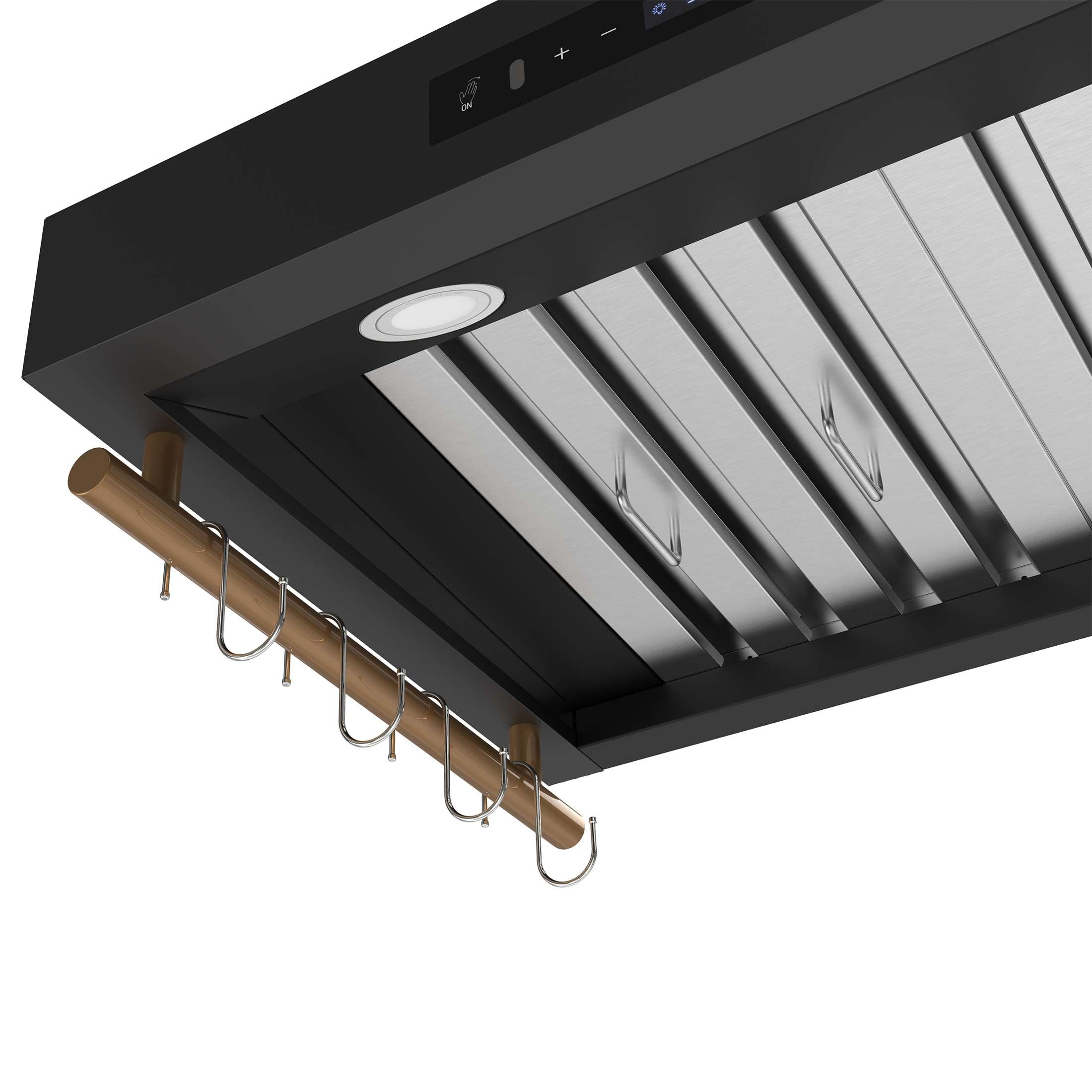 Forno Venezia 30 Inch Wall-Mounted Range Hood in Black with Touch Controls and Baffle Filters