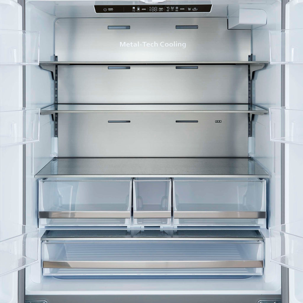 Forno Aosta 36-Inch French Door Refrigerator, Stainless Steel, 22.4 cu.ft, External Water Dispenser, Automatic Ice Maker, ENERGY STAR Certified