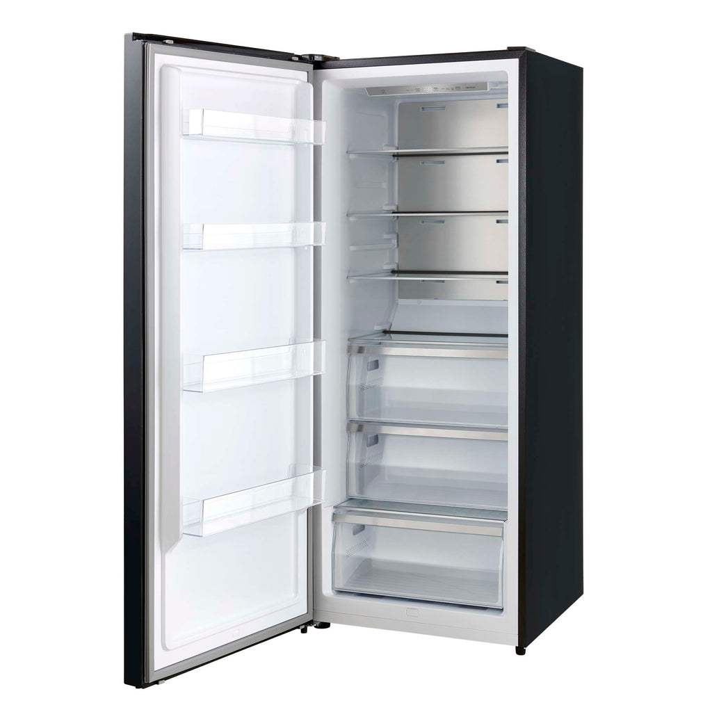 Forno Maderno 28-Inch Convertible Upright Freezer/Refrigerator in Black with Antique Brass Handle, 13.6 cu.ft., Left Swing
