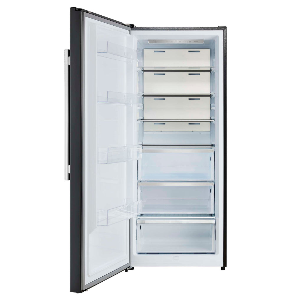 Forno Maderno 28-Inch Convertible Upright Freezer/Refrigerator in Black with Antique Brass Handle, 13.6 cu.ft., Left Swing