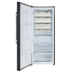 Forno Maderno 28-Inch Convertible Upright Freezer/Refrigerator in Black with Antique Brass Handle, 13.6 cu.ft., Left Swing