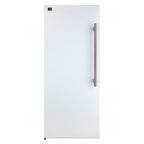 Forno Maderno 28-Inch Convertible Upright Freezer/Refrigerator in White with Antique Brass Handle, 13.6 cu.ft., Left Swing