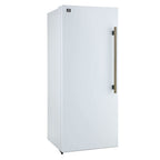 Forno Maderno 28-Inch Convertible Upright Freezer/Refrigerator in White with Antique Brass Handle, 13.6 cu.ft., Left Swing