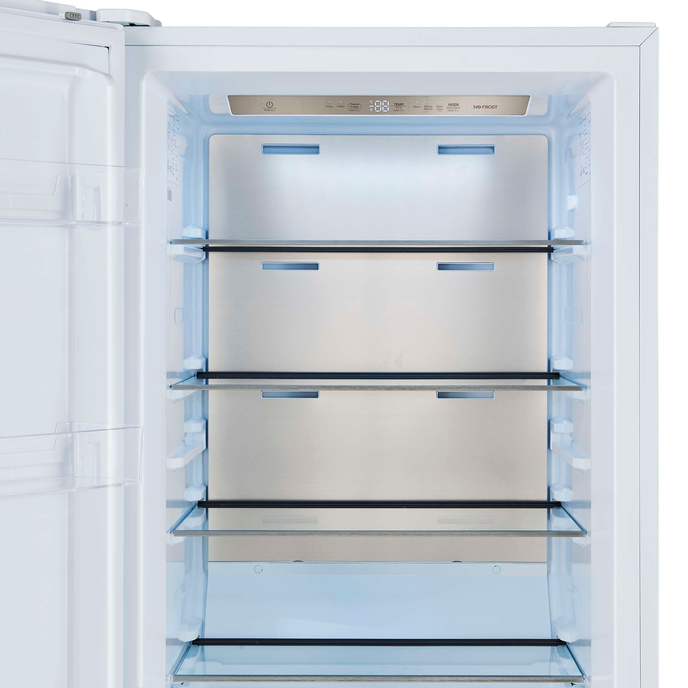 Forno Maderno 28-Inch Convertible Upright Freezer/Refrigerator in White with Antique Brass Handle, 13.6 cu.ft., Left Swing