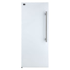 Forno Maderno 28-Inch Convertible Upright Freezer/Refrigerator in White with Antique Brass Handle, 13.6 cu.ft., Left Swing