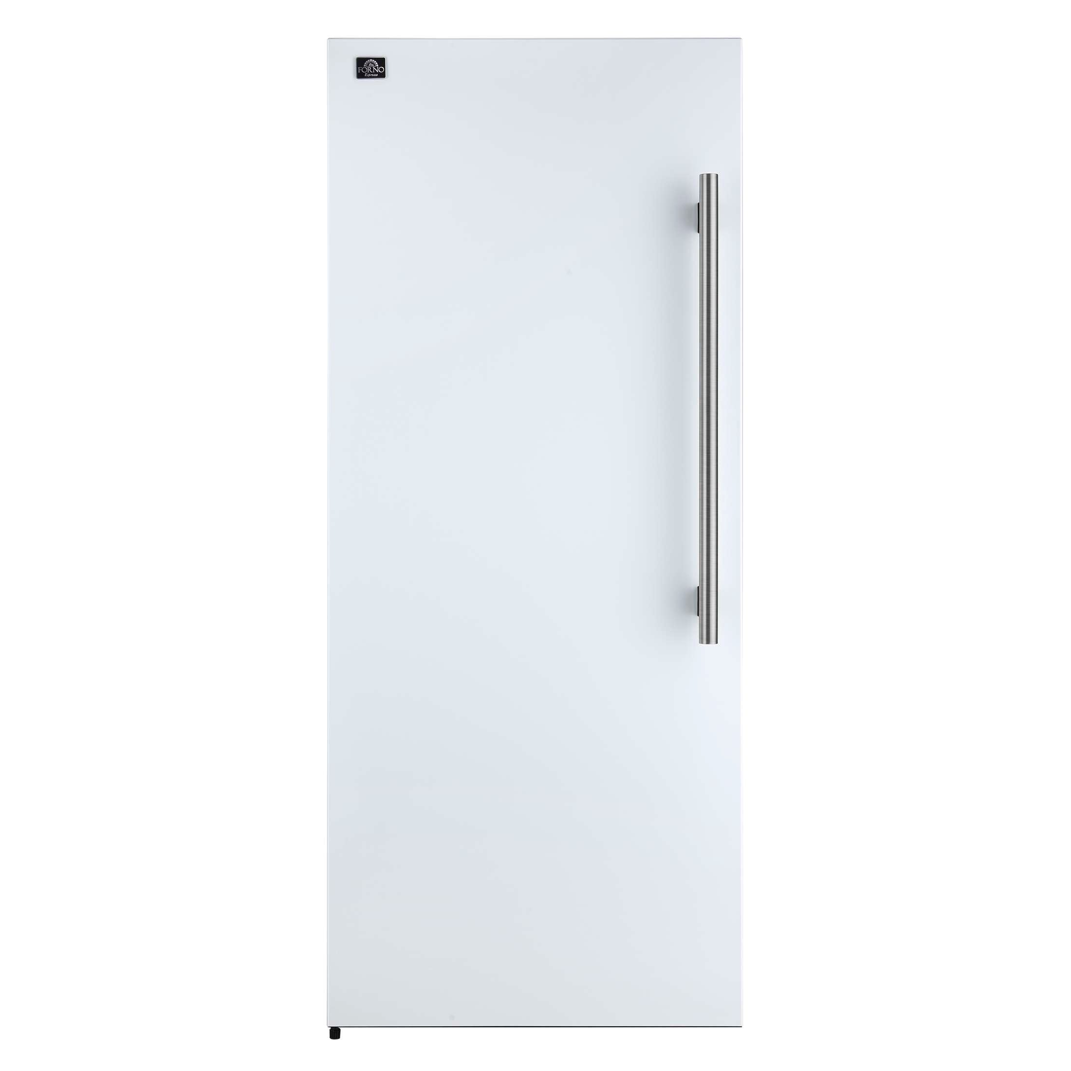 Forno Maderno 28-Inch Convertible Upright Freezer/Refrigerator in White with Antique Brass Handle, 13.6 cu.ft., Left Swing