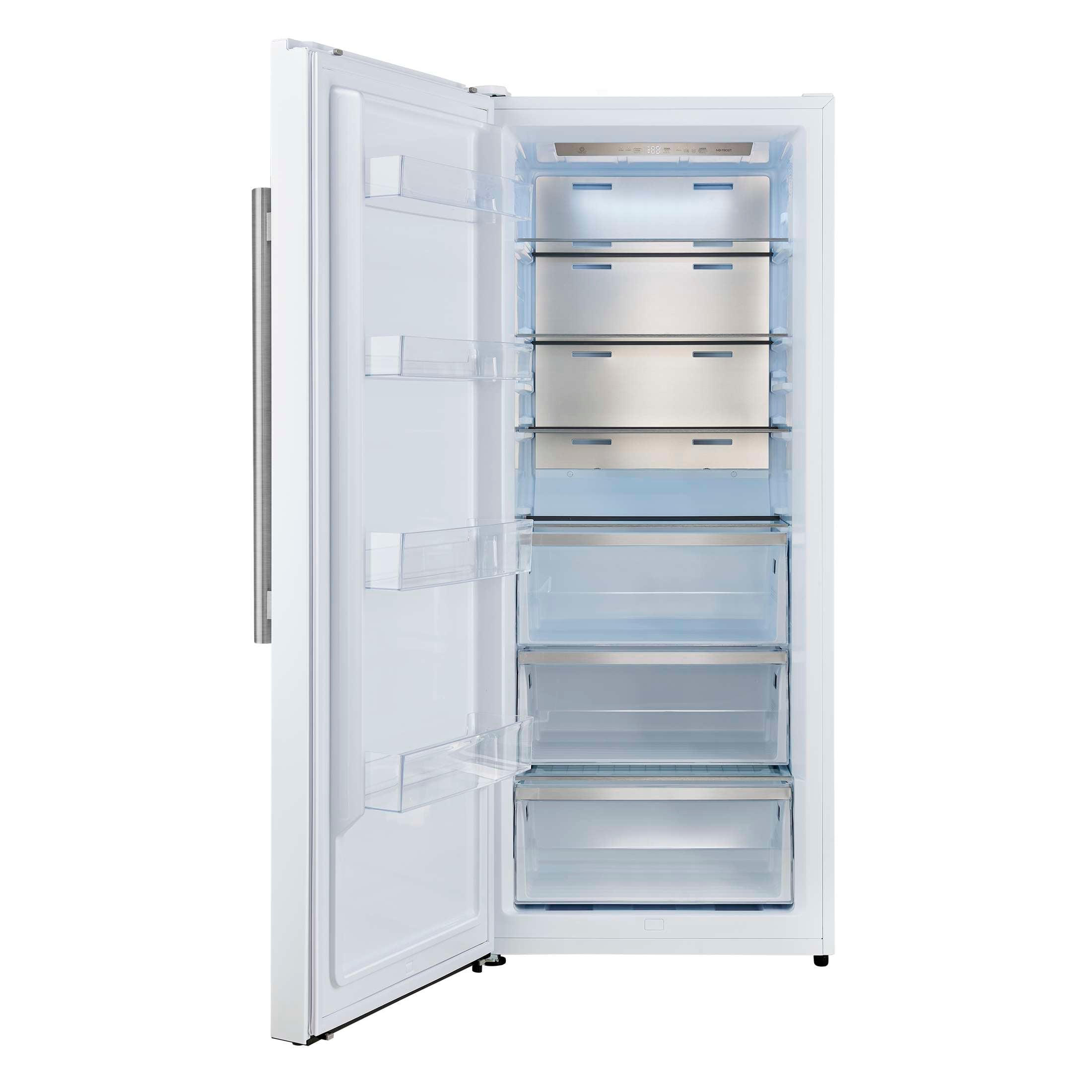 Forno Maderno 28-Inch Convertible Upright Freezer/Refrigerator in White with Antique Brass Handle, 13.6 cu.ft., Left Swing