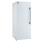 Forno Maderno 28-Inch Convertible Upright Freezer/Refrigerator in White with Antique Brass Handle, 13.6 cu.ft., Left Swing