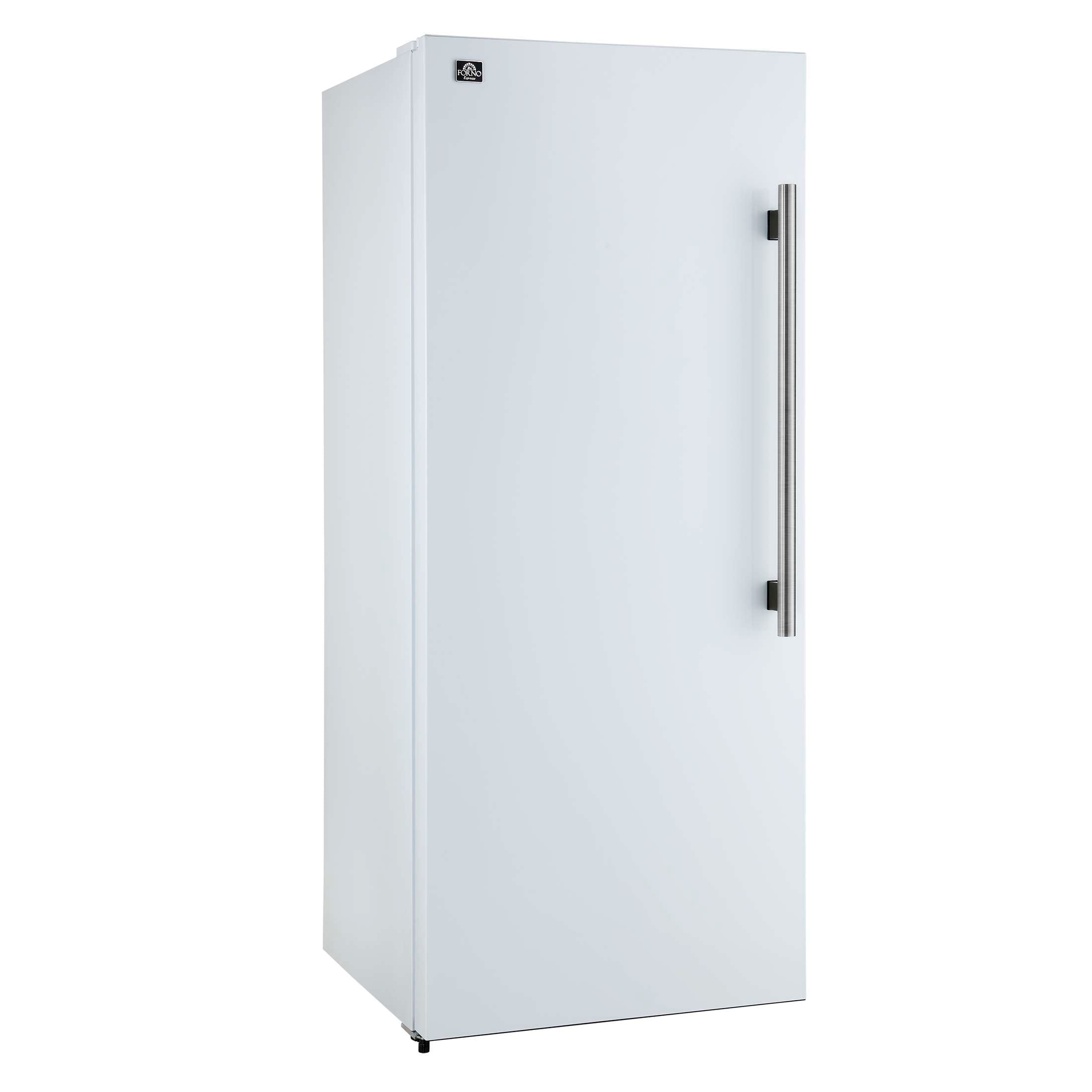 Forno Maderno 28-Inch Convertible Upright Freezer/Refrigerator in White with Antique Brass Handle, 13.6 cu.ft., Left Swing