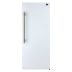 Forno Maderno 28-Inch Built-In Convertible Refrigerator in White with Antique Brass Handle, 13.6 cu.ft. Right Swing with Decorative Grill - 32-Inch Wide