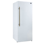 Forno Maderno 28-Inch Built-In Convertible Refrigerator in White with Antique Brass Handle, 13.6 cu.ft. Right Swing with Decorative Grill - 32-Inch Wide