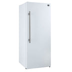 Forno Maderno 28-Inch Convertible Freezer/Refrigerator in White with Antique Brass Handle, 13.6 cu.ft. Right Swing