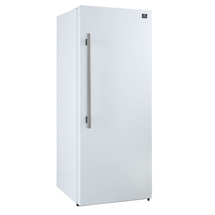 Forno Maderno 28-Inch Convertible Freezer/Refrigerator in White with Antique Brass Handle, 13.6 cu.ft. Right Swing