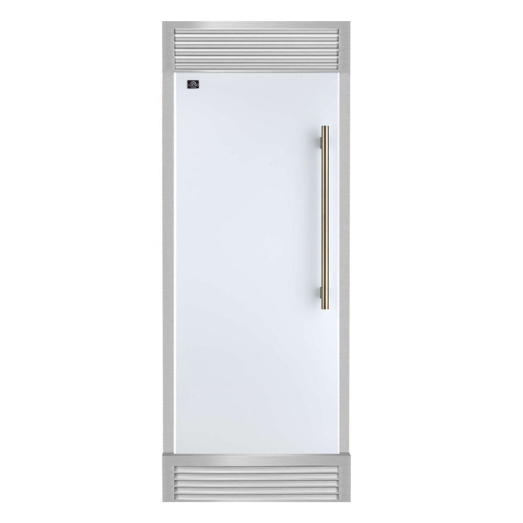 Forno Maderno 28" Built-In Convertible Refrigerator in White, 13.6 cu.ft. Left Swing with Decorative Grill - 32" Wide