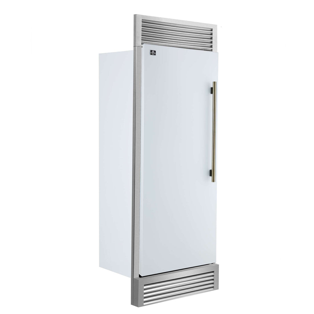 Forno Maderno 28" Built-In Convertible Refrigerator in White, 13.6 cu.ft. Left Swing with Decorative Grill - 32" Wide