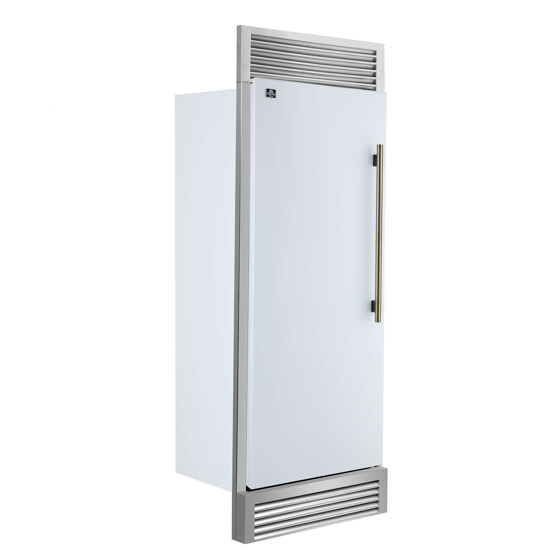 Forno Maderno 28" Built-In Convertible Refrigerator in White, 13.6 cu.ft. Left Swing with Decorative Grill - 32" Wide