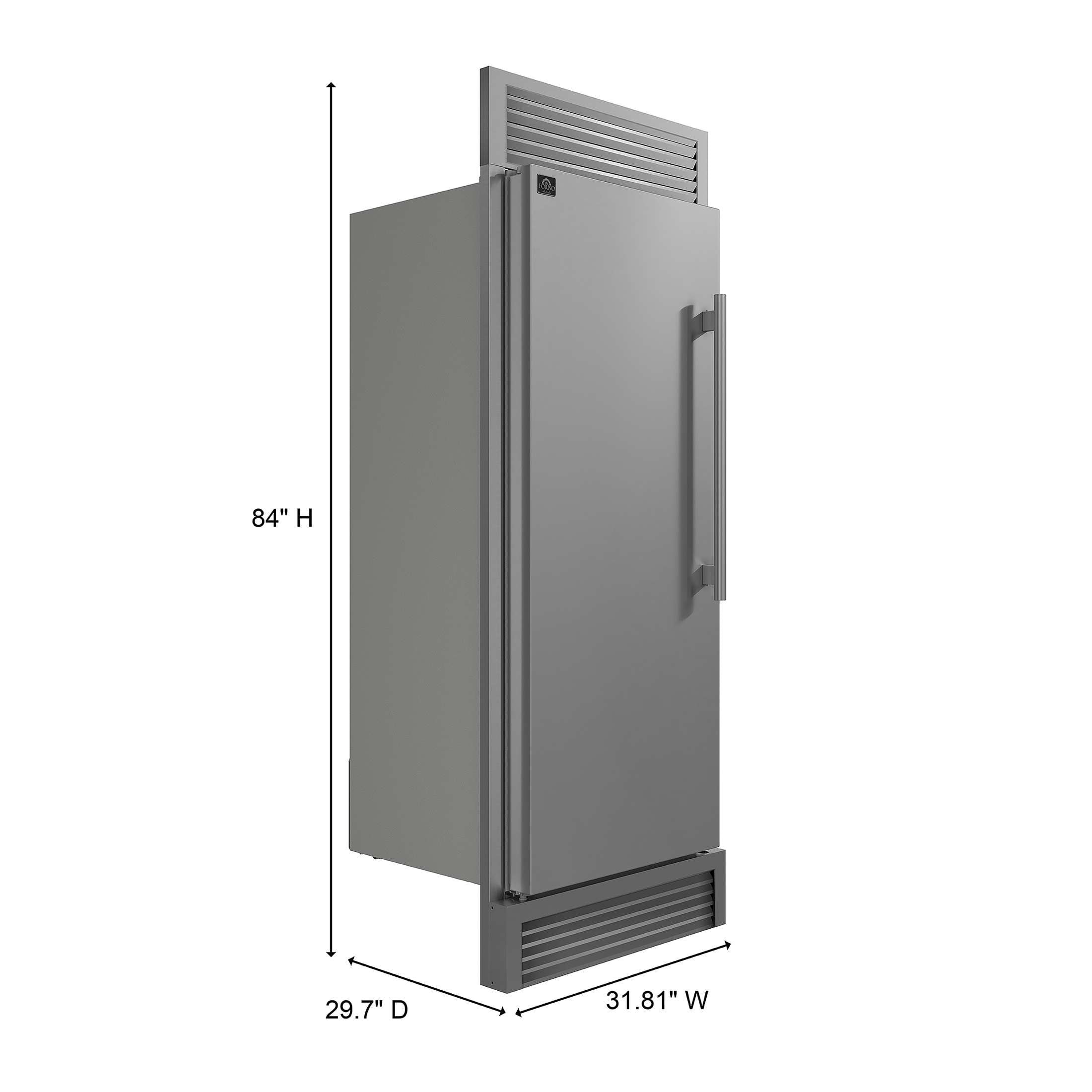 Forno Maderno 28" Built-In Convertible Refrigerator, 13.6 cu.ft. Left Swing with Decorative Grill - 32" Wide
