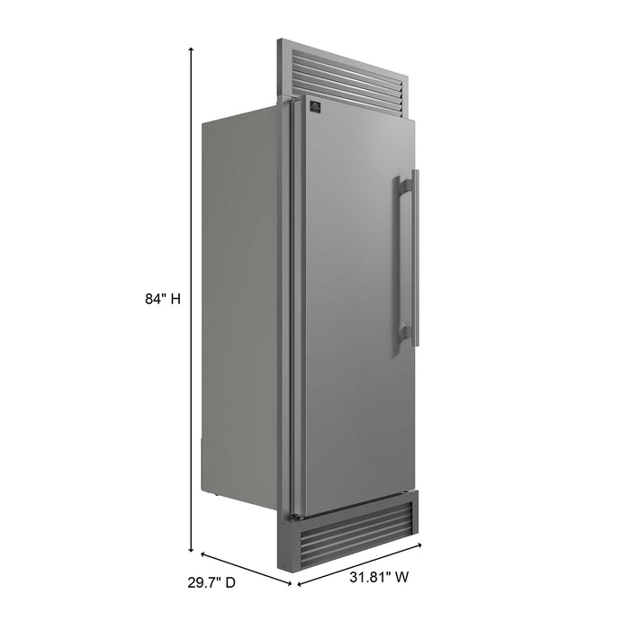 Forno Maderno 28" Built-In Convertible Refrigerator, 13.6 cu.ft. Left Swing with Decorative Grill - 32" Wide