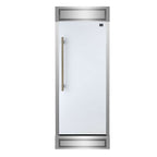 Forno Maderno 28-Inch Built-In Convertible Refrigerator in White with Antique Brass Handle, 13.6 cu.ft. Right Swing with Decorative Grill - 32-Inch Wide
