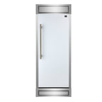 Forno Maderno 28-Inch Built-In Convertible Refrigerator in White with Antique Brass Handle, 13.6 cu.ft. Right Swing with Decorative Grill - 32-Inch Wide
