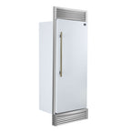 Forno Maderno 28-Inch Built-In Convertible Refrigerator in White with Antique Brass Handle, 13.6 cu.ft. Right Swing with Decorative Trim - 32-Inch Wide