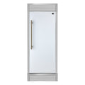 Forno Maderno 28-Inch Built-In Convertible Refrigerator in White with Antique Brass Handle, 13.6 cu.ft. Right Swing with Decorative Trim - 32-Inch Wide