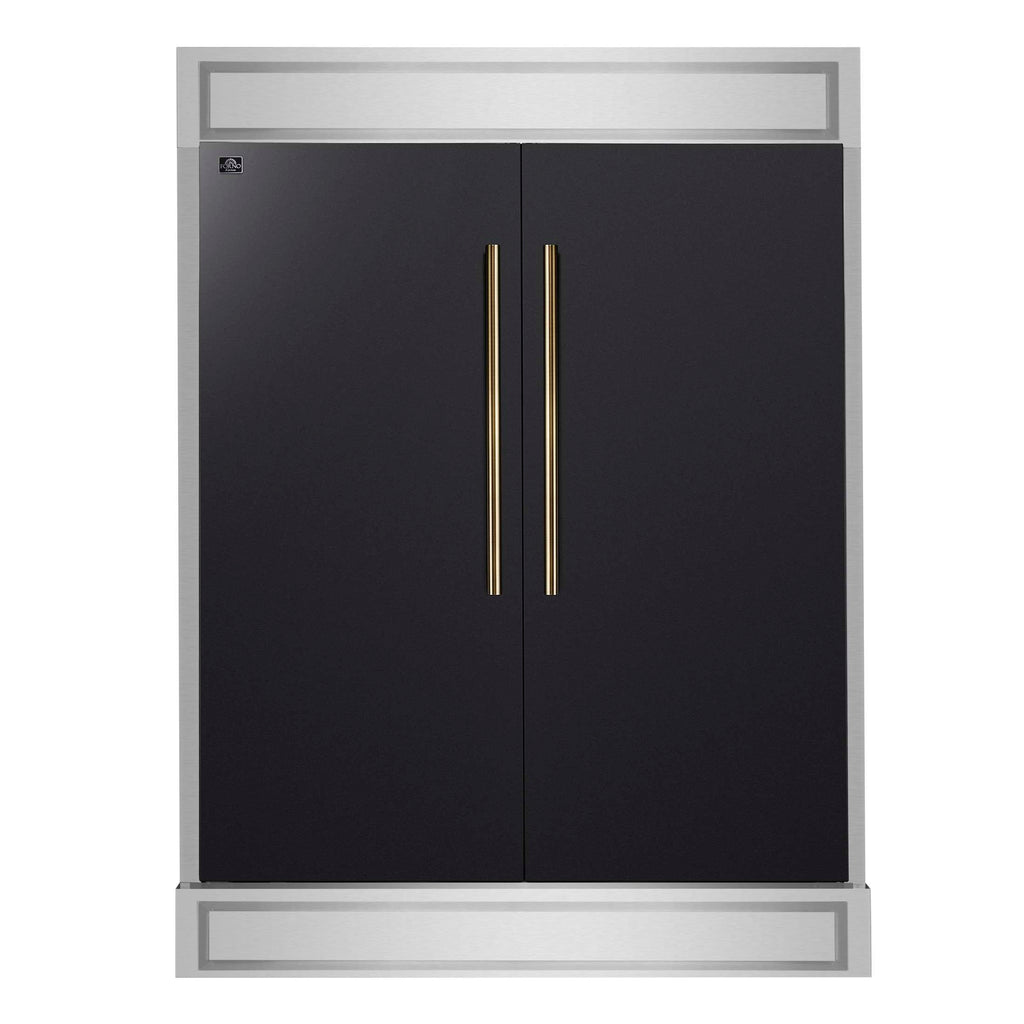 Forno Maderno 2-28-Inch Wide Convertible Refrigerator/Freezer in Black, Decorative Trim, 27.2 cu.ft, 84-Inch High, ENERGY STAR Certified