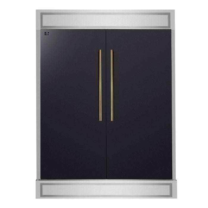 Forno Maderno 2-28-Inch Wide Convertible Refrigerator/Freezer in Black, Decorative Trim, 27.2 cu.ft, 84-Inch High, ENERGY STAR Certified