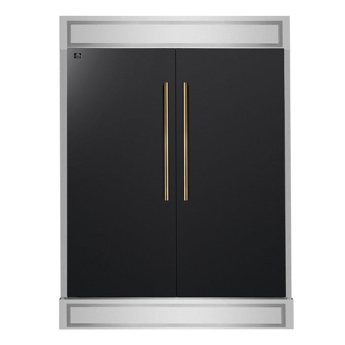 Forno Maderno 2-28-Inch Wide Convertible Refrigerator/Freezer in Black, Decorative Trim, 27.2 cu.ft, 84-Inch High, ENERGY STAR Certified