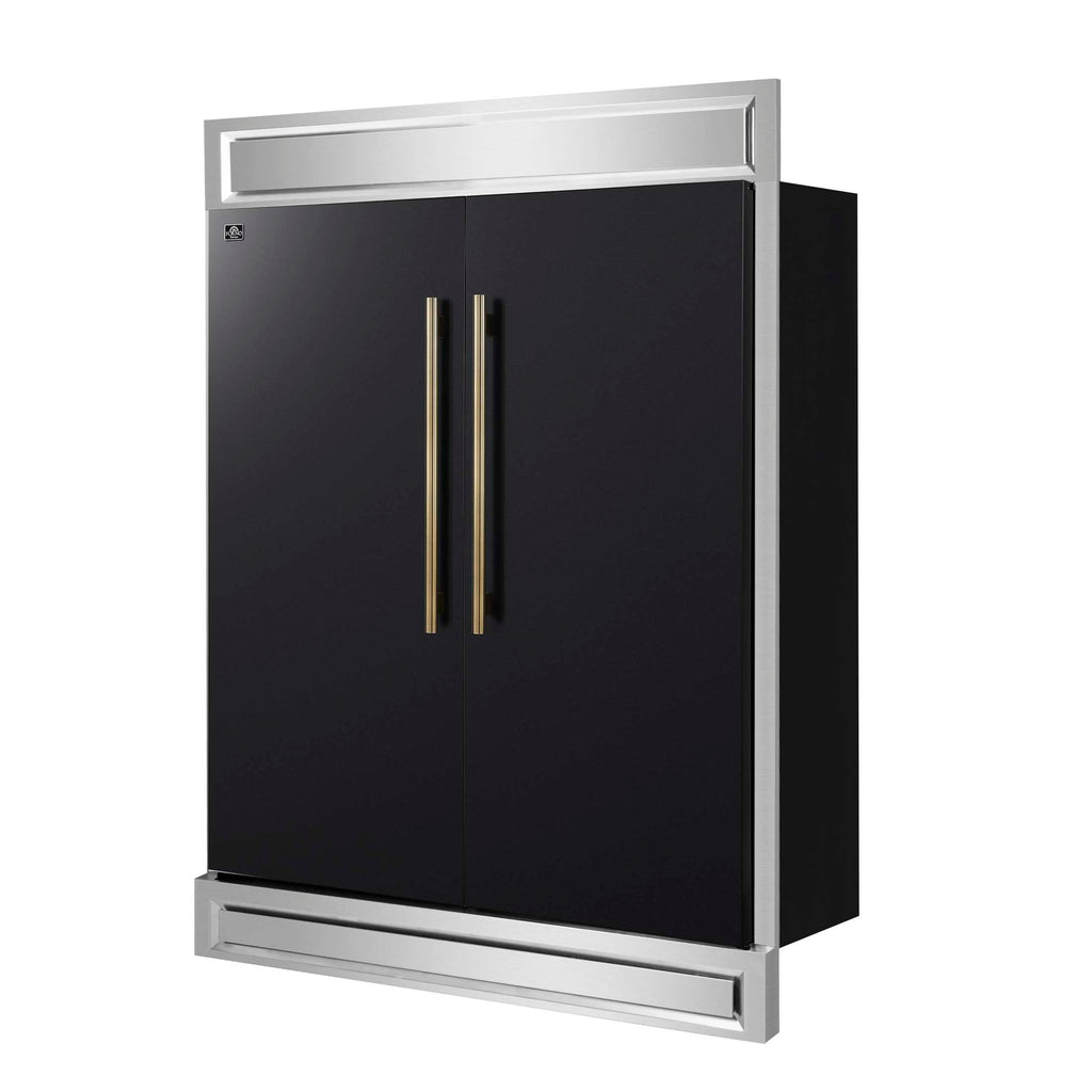 Forno Maderno 2-28-Inch Wide Convertible Refrigerator/Freezer in Black, Decorative Trim, 27.2 cu.ft, 84-Inch High, ENERGY STAR Certified