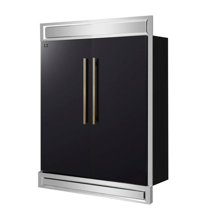 Forno Maderno 2-28-Inch Wide Convertible Refrigerator/Freezer in Black, Decorative Trim, 27.2 cu.ft, 84-Inch High, ENERGY STAR Certified