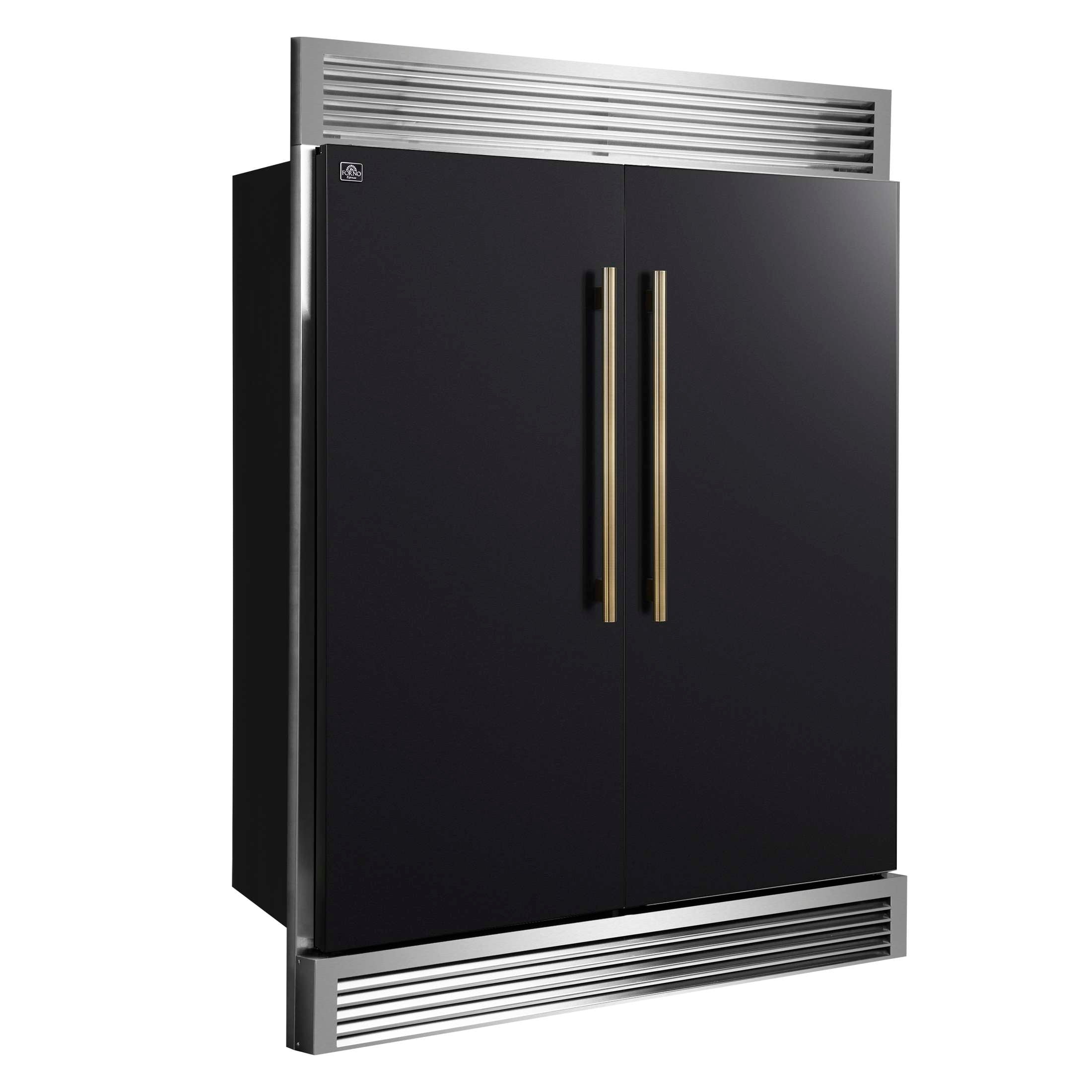 Forno Maderno 2-28-Inch Wide Convertible Refrigerator/Freezer in Black, Decorative Trim Grill, 27.2 cu.ft, 84-Inch High, ENERGY STAR Certified