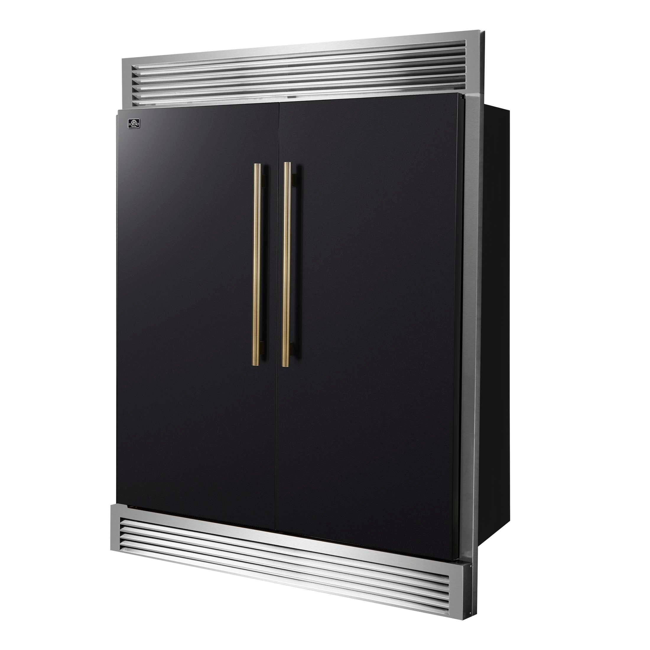 Forno Maderno 2-28-Inch Wide Convertible Refrigerator/Freezer in Black, Decorative Trim Grill, 27.2 cu.ft, 84-Inch High, ENERGY STAR Certified