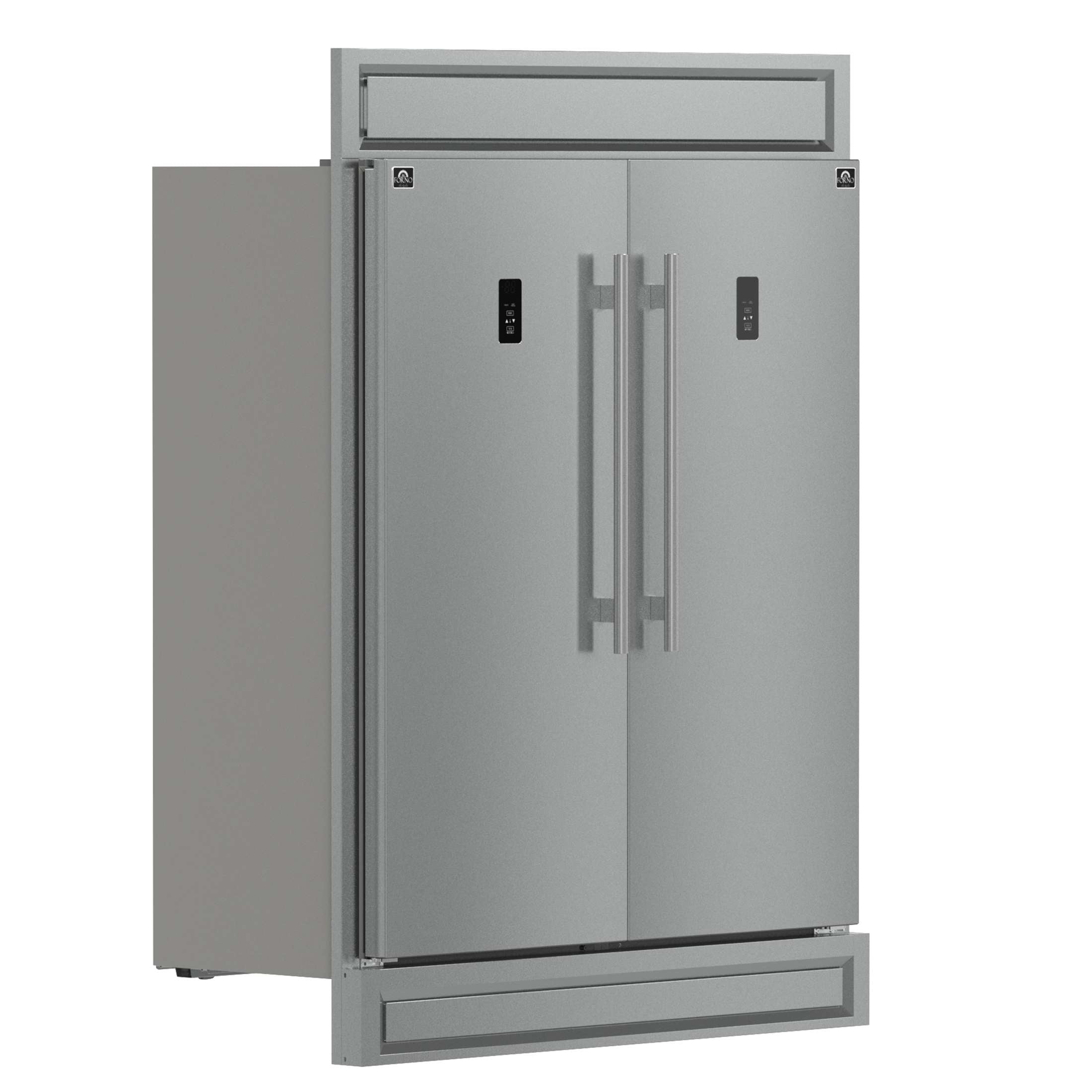Forno Fortezza 60 Inch Convertible Refrigerator/Freezer with Modern Trim Kit, Stainless Steel, Total No Frost, with Automatic Ice Maker