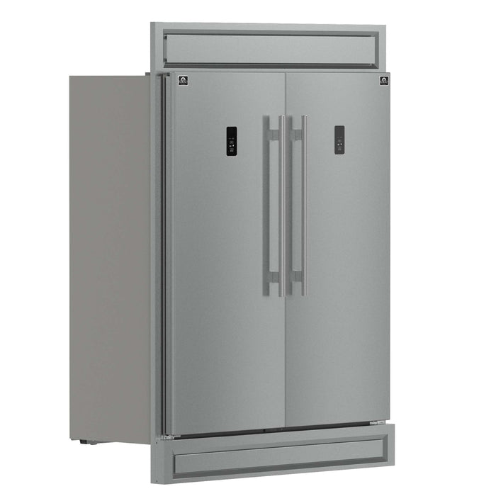 Forno Fortezza 60 Inch Convertible Refrigerator/Freezer with Modern Trim Kit, Stainless Steel, Total No Frost, with Automatic Ice Maker