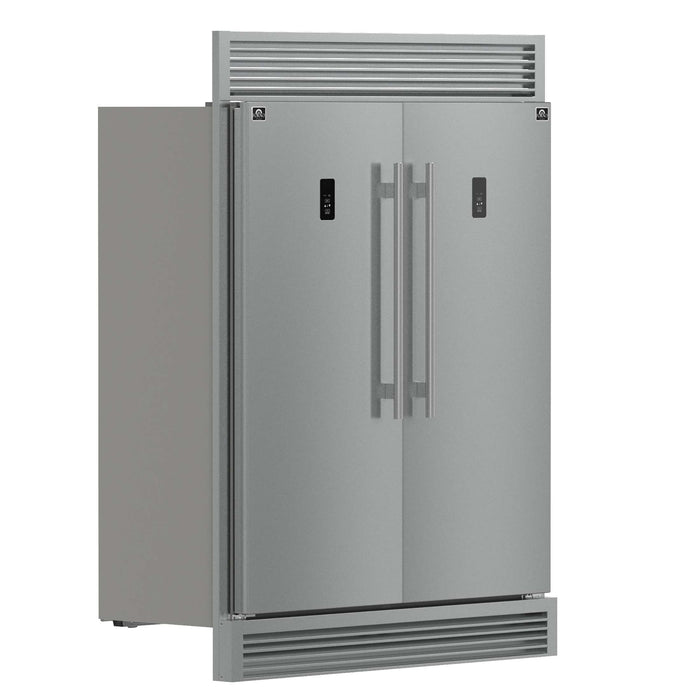 Forno Fortezza 60 Inch Convertible Refrigerator/Freezer with Trim Grill, Stainless Steel, Total No Frost, with Automatic Ice Maker
