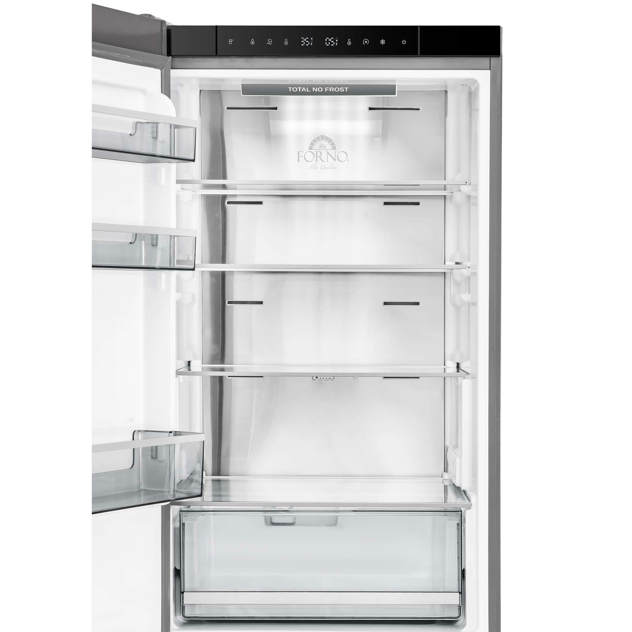 Custodia 24" Bottom Freezer, 10.3 cf., Left Swing, Ice Maker, Total No frost, Stainless Steel handles