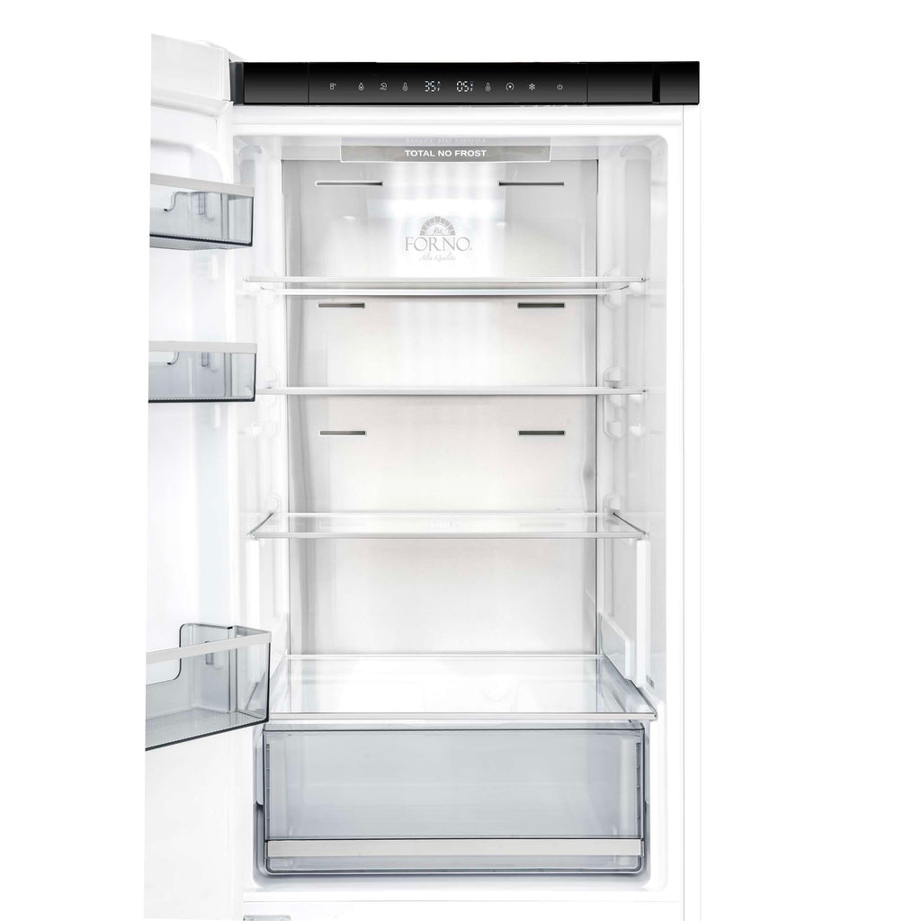 Custodia 24" Bottom Freezer, 10.3 cf., Left Swing, Ice Maker, Total No frost, White, Antique Brass handles